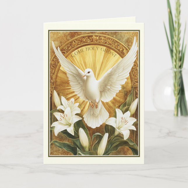 Confirmation Sacrament Holy Ghost White Lilies  Card (Front)