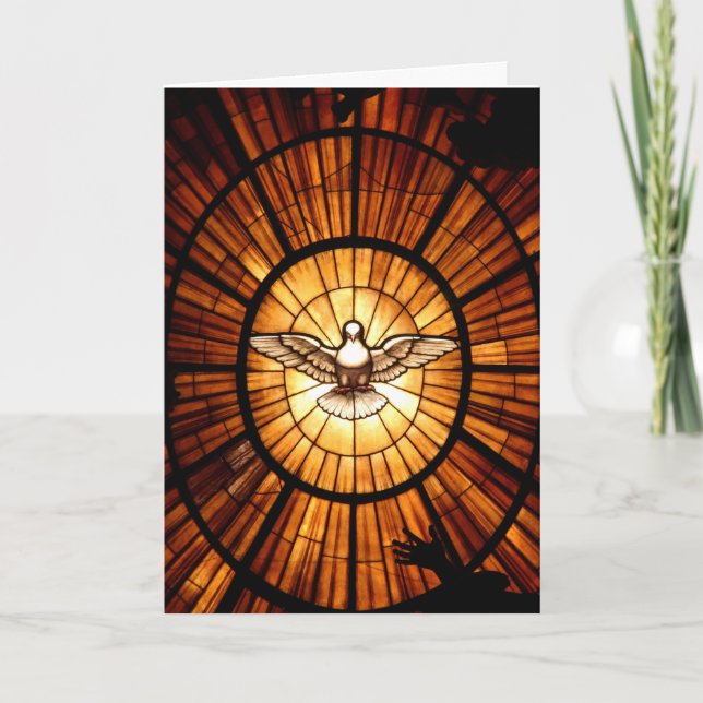 Confirmation Sacrament Holy Spirit Stained Glass Card (Front)