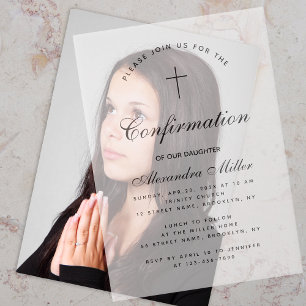 Confirmation Simple Calligraphy Script Transparent Vellum Invitations