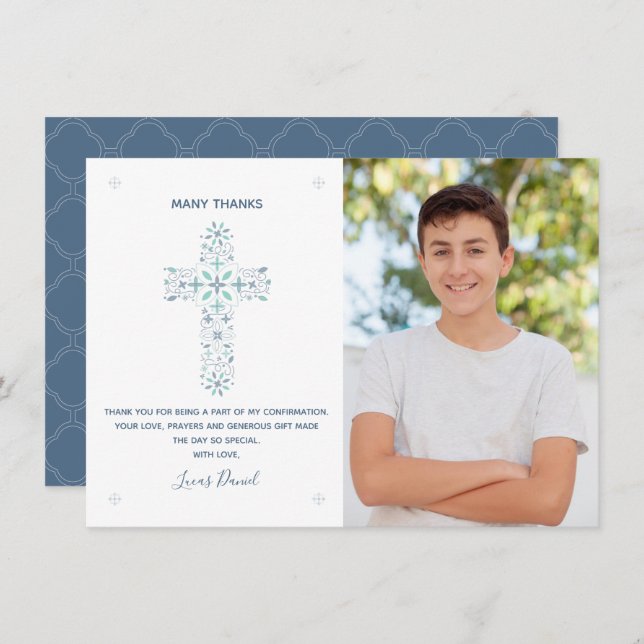 Confirmation Thank You Card - Boy - Photo (Front/Back)
