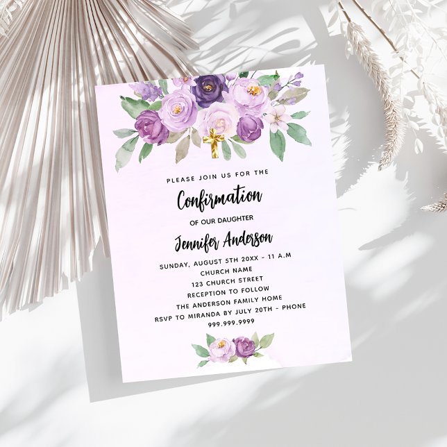 Confirmation violet flowers greenery invitation (Creator Uploaded)