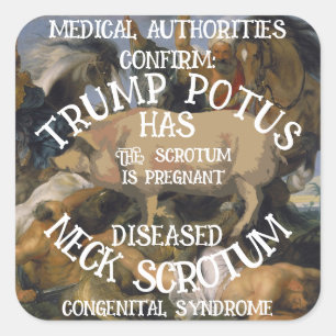 CONFIRMED TRUMP'S NECK SCROTUM IS PREGNANT SQUARE STICKER