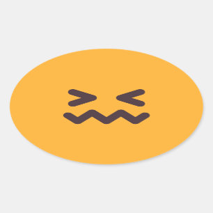 Confounded Face Cute Adorable Emoji Custom Colors Oval Sticker