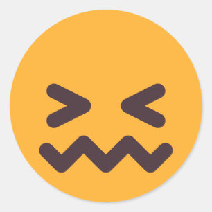 Confounded Face Cute Adorable Emoji Custom Colours Classic Round Sticker