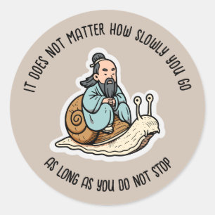 Confucius and the snail classic round sticker