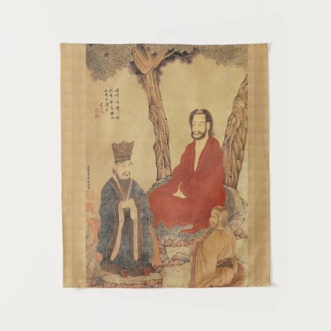Confucius, Lao-tzu and Buddhist Arhat Tapestry (Front)