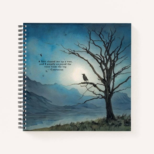 Confucius Lion Quote Blue Moon Tree Bird Journal (Front)