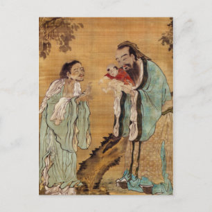 Confucius presenting buddha to Laozi Postcard