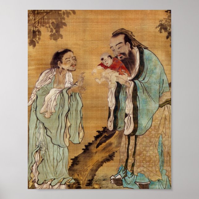 Confucius presenting Buddha to Laozi Poster (Front)