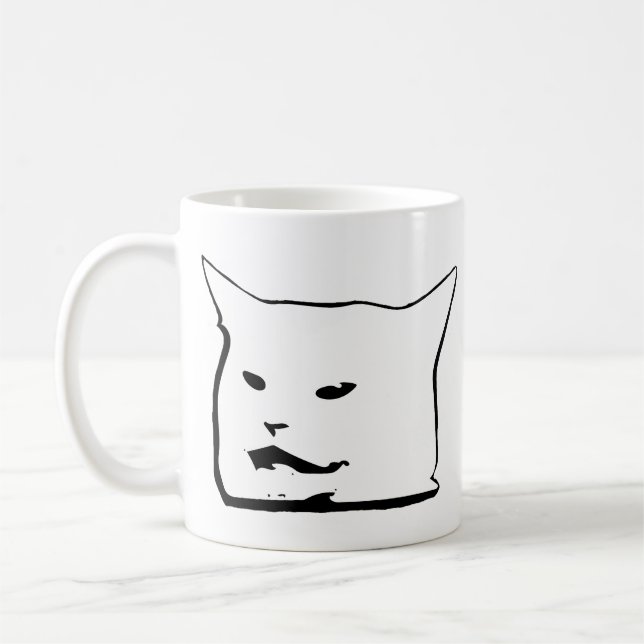 Confused Angry Cat Meme Vector Image Coffee Mug (Left)