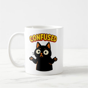 Confused Black Cat Coffee Mug