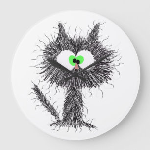 Confused Cat White Large Clock