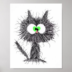 Confused Cat White Poster