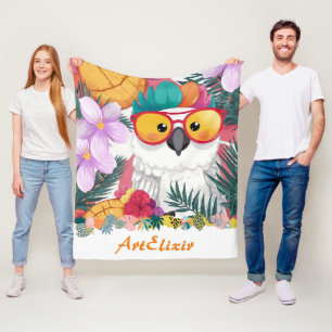 Confused Cool Cockatoo Print Fleece Blanket