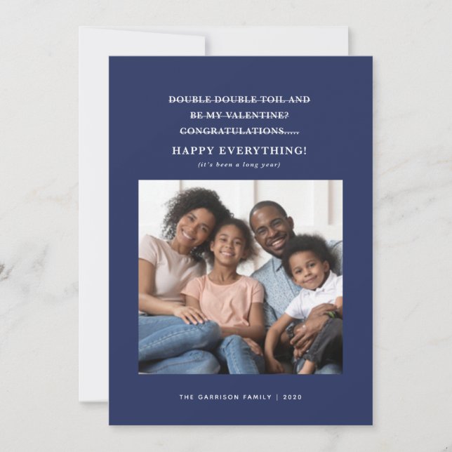 Confused Coronavirus Holiday Greetings Blue Announcement (Front)