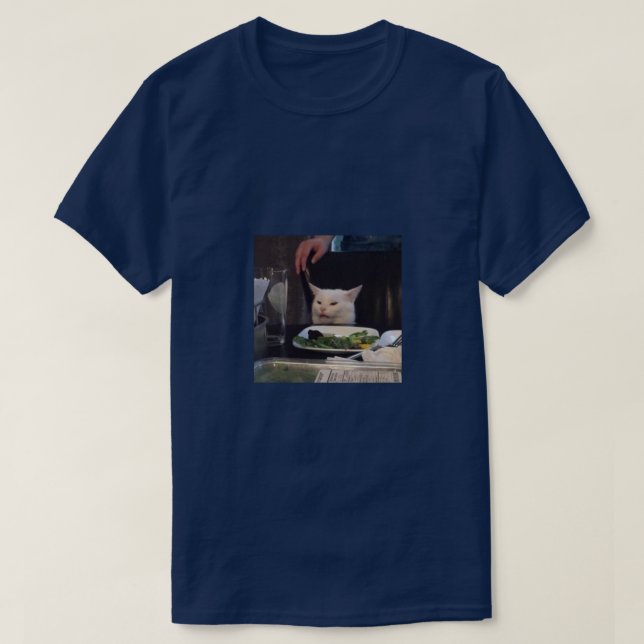 Confused Dinner Cat T-Shirt (Design Front)
