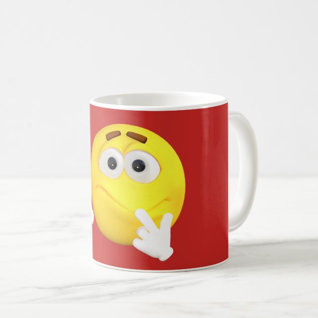 Confused Emoji Emoticon Cartoon Face Coffee Mug (Front Right)