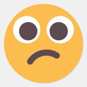 Confused Face Cute Adorable Emoji Editable Colors Classic Round Sticker