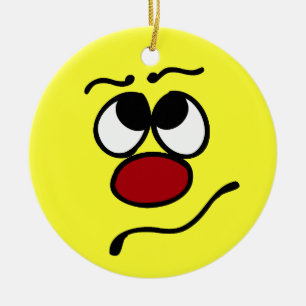 Confused Face Grumpey Ceramic Tree Decoration