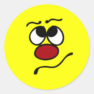 Confused Face Grumpey Classic Round Sticker