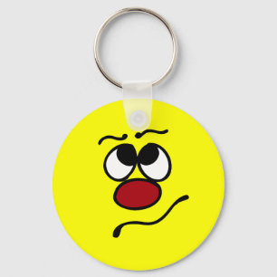 Confused Face Grumpey Key Ring