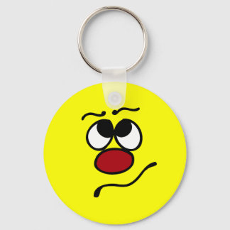 Confused Face Grumpey Key Ring