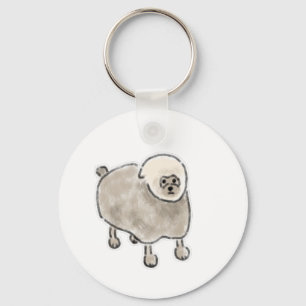Confused Fluffy Sheep Dog Creature Key Ring