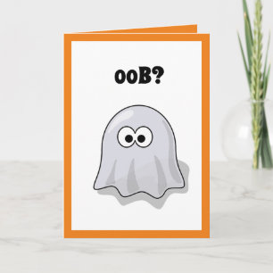 Confused Ghost Says "Oob?" Funny Halloween Cartoon Invitation