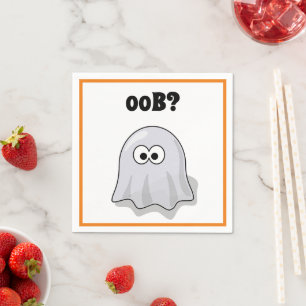 Confused Ghost Says "Oob?" Funny Halloween Cartoon Napkin
