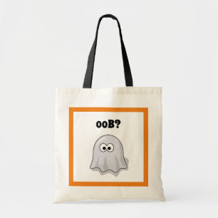 Confused Ghost Says "Oob?" Funny Halloween Cartoon Tote Bag