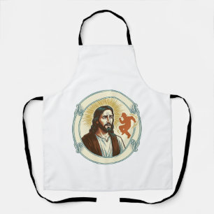Confused Jesus Viral Dancing Trend Silhouette Vide Apron