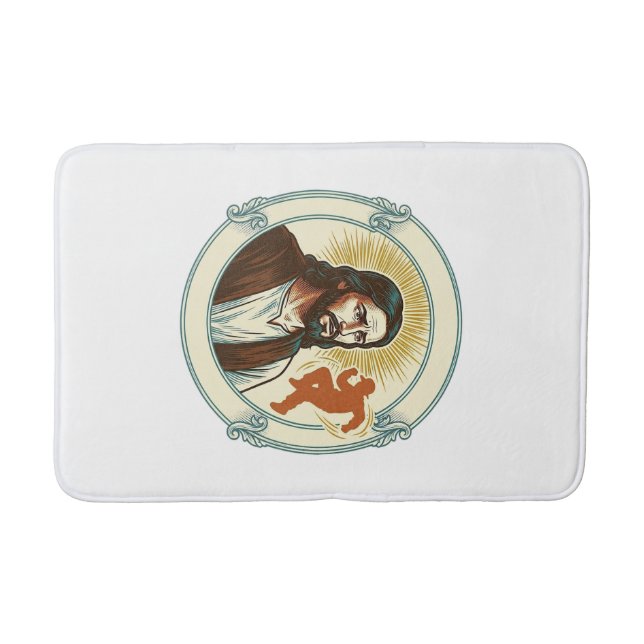 Confused Jesus Viral Dancing Trend Silhouette Vide Bath Mat (Front)