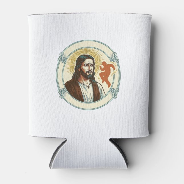 Confused Jesus Viral Dancing Trend Silhouette Vide Can Cooler (Front)