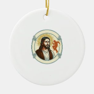 Confused Jesus Viral Dancing Trend Silhouette Vide Ceramic Ornament