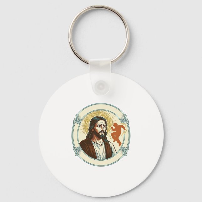 Confused Jesus Viral Dancing Trend Silhouette Vide Key Ring (Front)