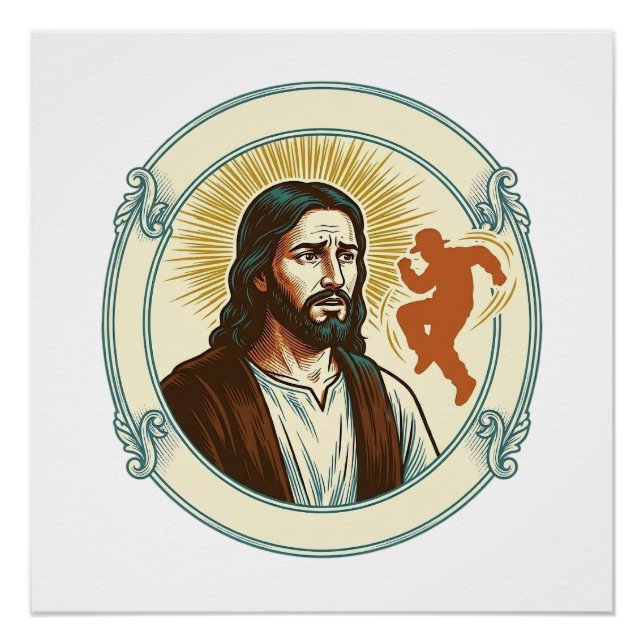 Confused Jesus Viral Dancing Trend Silhouette Vide Poster (Front)