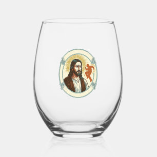 Confused Jesus Viral Dancing Trend Silhouette Vide Stemless Wine Glass