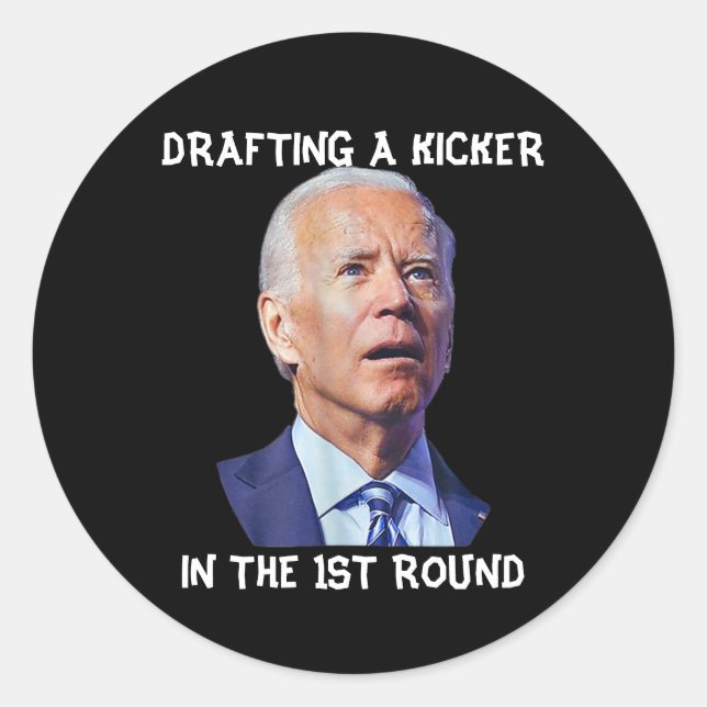 Confused Joe Biden Fantasy Football Loser Drafting Classic Round Sticker (Front)