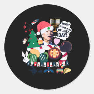Confused Joe Biden Holiday Anti Joe Biden Funny Re Classic Round Sticker