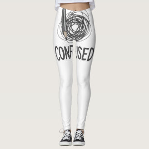 Confused – Minimalist Pencil & Scribble Art Design Leggings