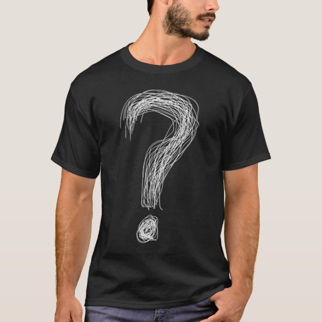 Confused Scribble Question Mark Chaos Overthinking T-Shirt (Front)