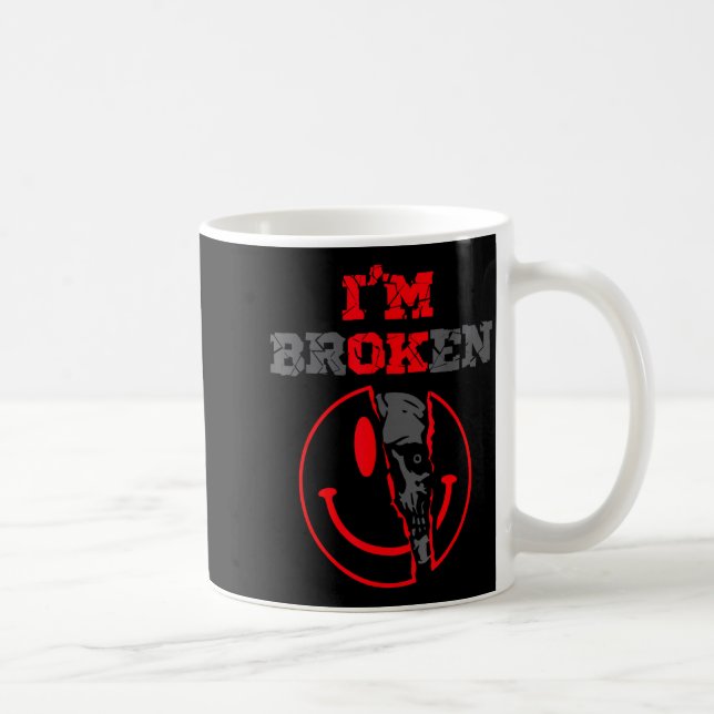 Confused smile broken invisible illness broken coffee mug (Right)