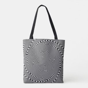 confusing hypnotic swirl lines pattern black white tote bag