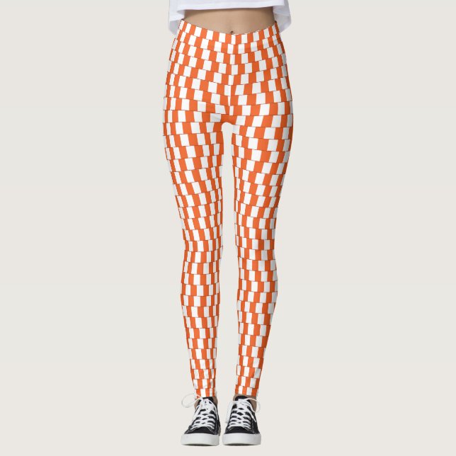 Confusing lines Orange Leggings (Front)