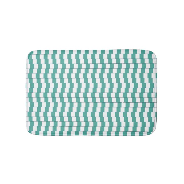 Confusing lines turquoise bath mat (Front)