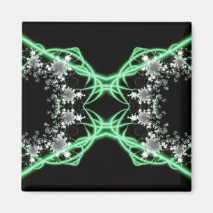 Confusion Green and White Fractal Art Magnet