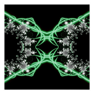 Confusion   Green and White Fractal Art Poster