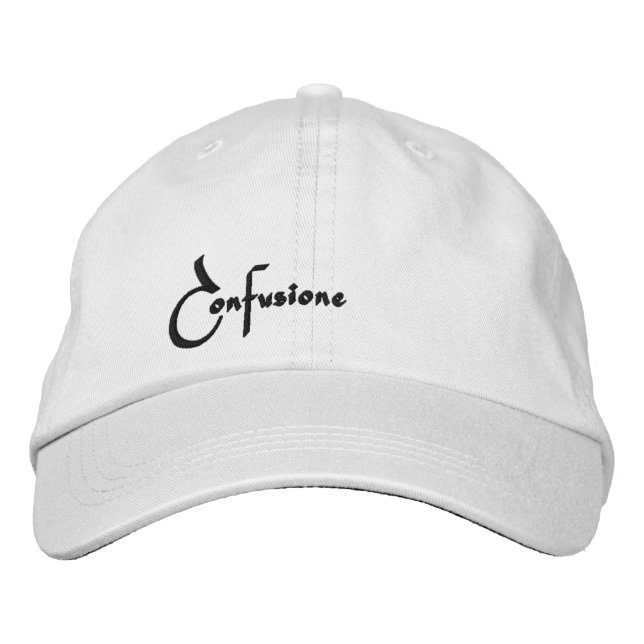 Confusione Black Print Embroidered Hat (Front)