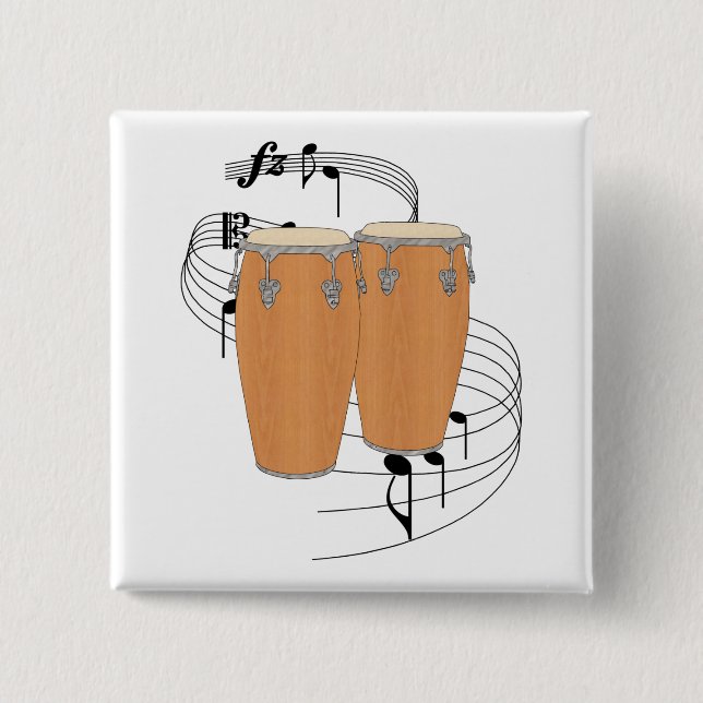 Conga Drums 15 Cm Square Badge (Front)