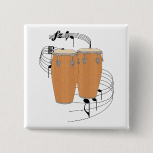 Conga Drums 15 Cm Square Badge